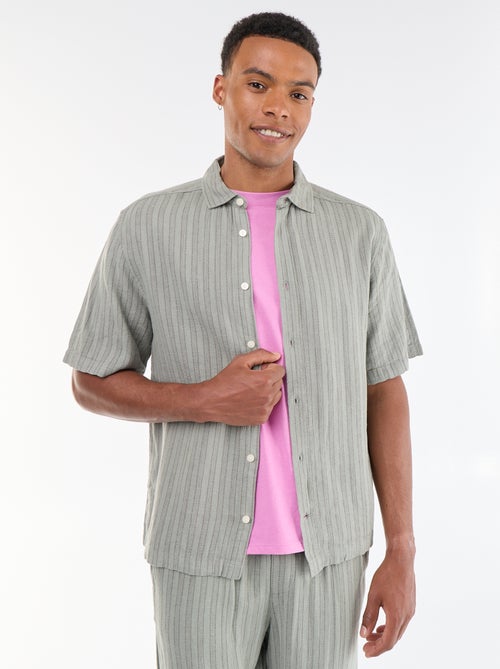 Camisa de manga curta em malha de croché - Kiabi