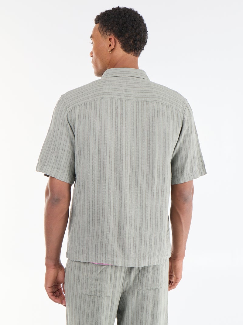 Camisa de manga curta em malha de croché Verde - Kiabi