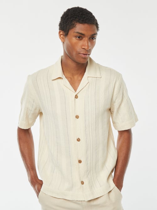 Camisa de manga curta em malha de fantasia - Kiabi