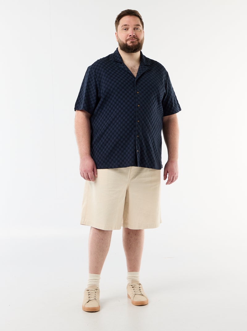Camisa de manga curta em malha fantasia Azul - Kiabi