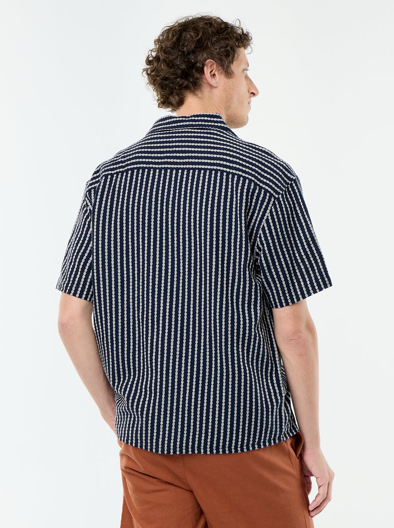 Camisa de manga curta em malha fantasia Azul - Kiabi