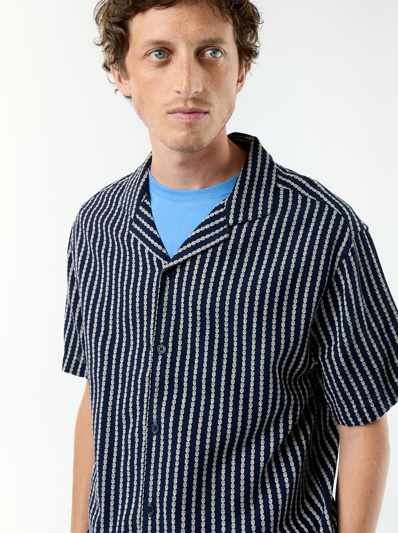Camisa de manga curta em malha fantasia Azul - Kiabi