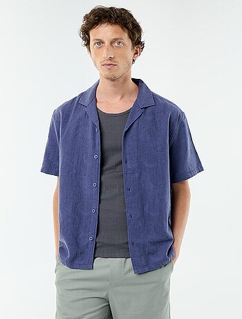 Camisa de manga curta em malha fantasia