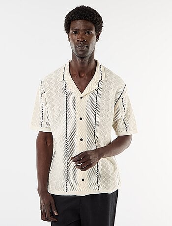 Camisa de manga curta em malha fantasia