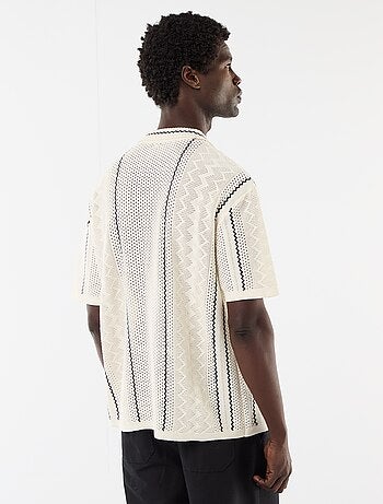 Camisa de manga curta em malha fantasia