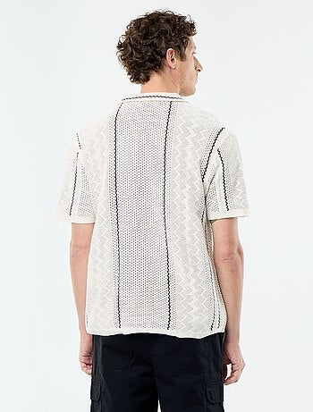 Camisa de manga curta em malha fantasia