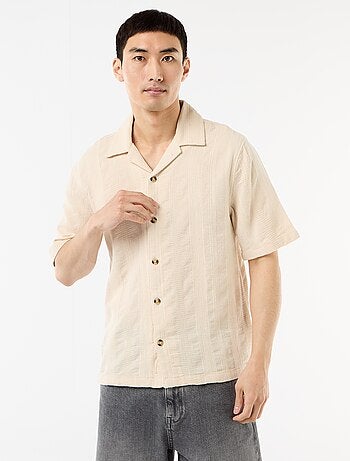 Camisa de manga curta em malha fantasia