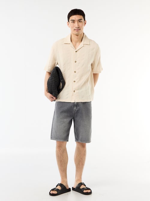 Camisa de manga curta em malha fantasia - Kiabi