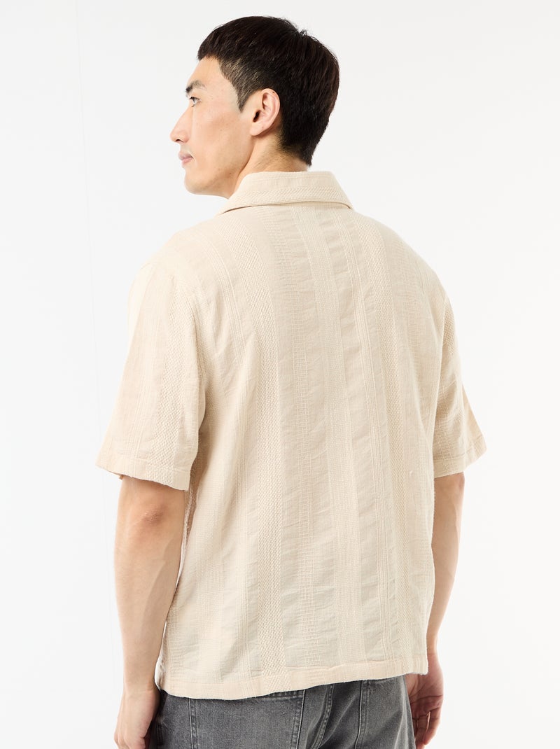 Camisa de manga curta em malha fantasia Branco - Kiabi