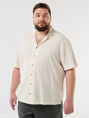 Camisa de manga curta em malha fantasia