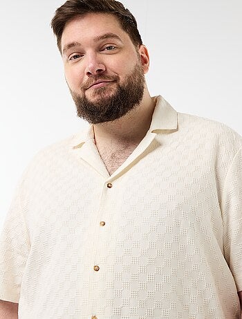 Camisa de manga curta em malha fantasia