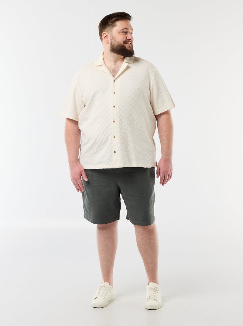 Camisa de manga curta em malha fantasia Branco - Kiabi