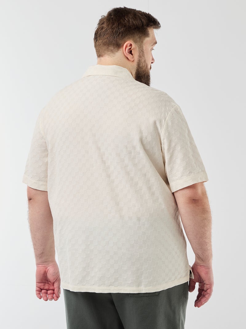 Camisa de manga curta em malha fantasia Branco - Kiabi