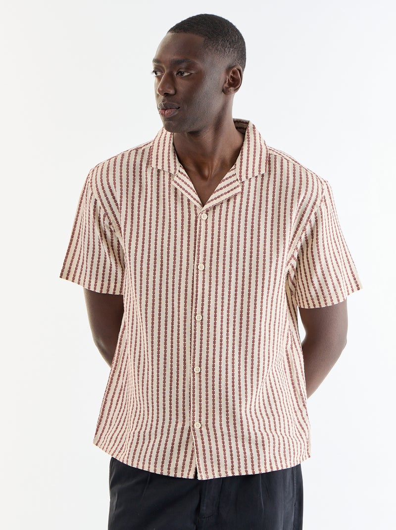 Camisa de manga curta em malha fantasia Branco - Kiabi