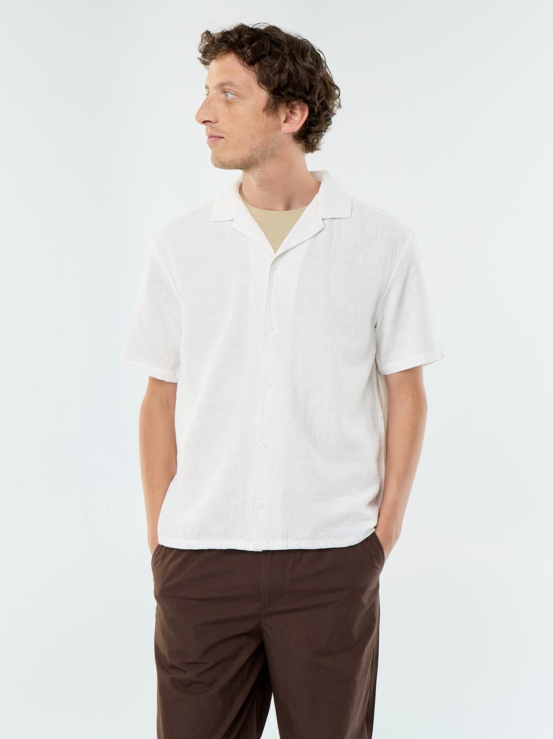 Camisa de manga curta em malha fantasia Branco - Kiabi