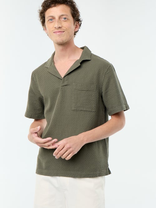 Camisa de manga curta em malha fantasia - Kiabi