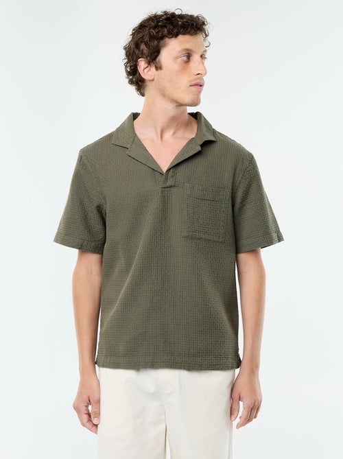 Camisa de manga curta em malha fantasia - Kiabi