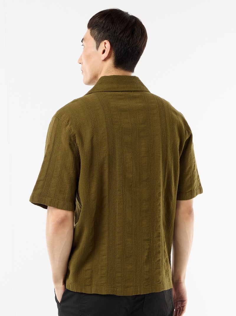 Camisa de manga curta em malha fantasia Verde - Kiabi