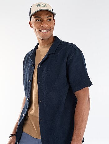 Camisa de manga curta em malha jacquard