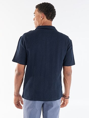 Camisa de manga curta em malha jacquard