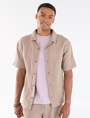 Camisa de manga curta em malha jacquard