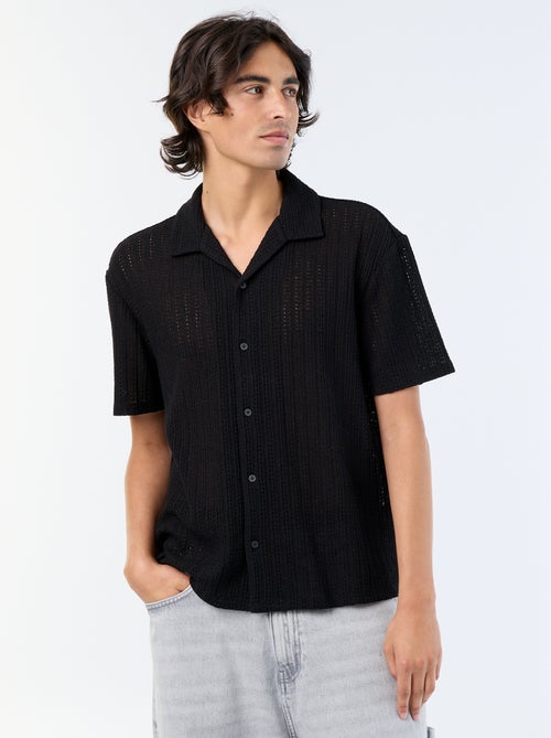 Camisa de manga curta em malha perfurada - Kiabi