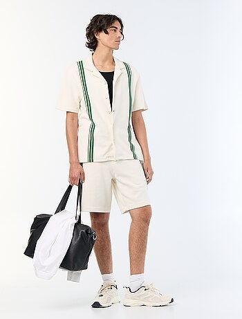 Camisa de manga curta em malha pesada