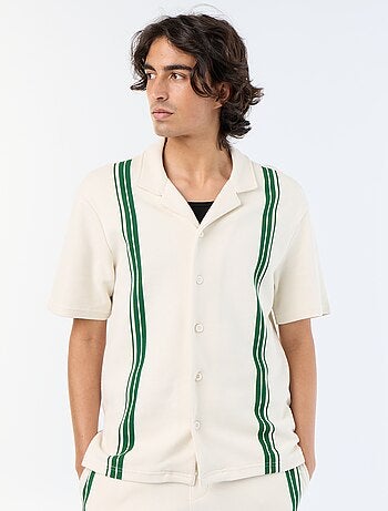 Camisa de manga curta em malha pesada