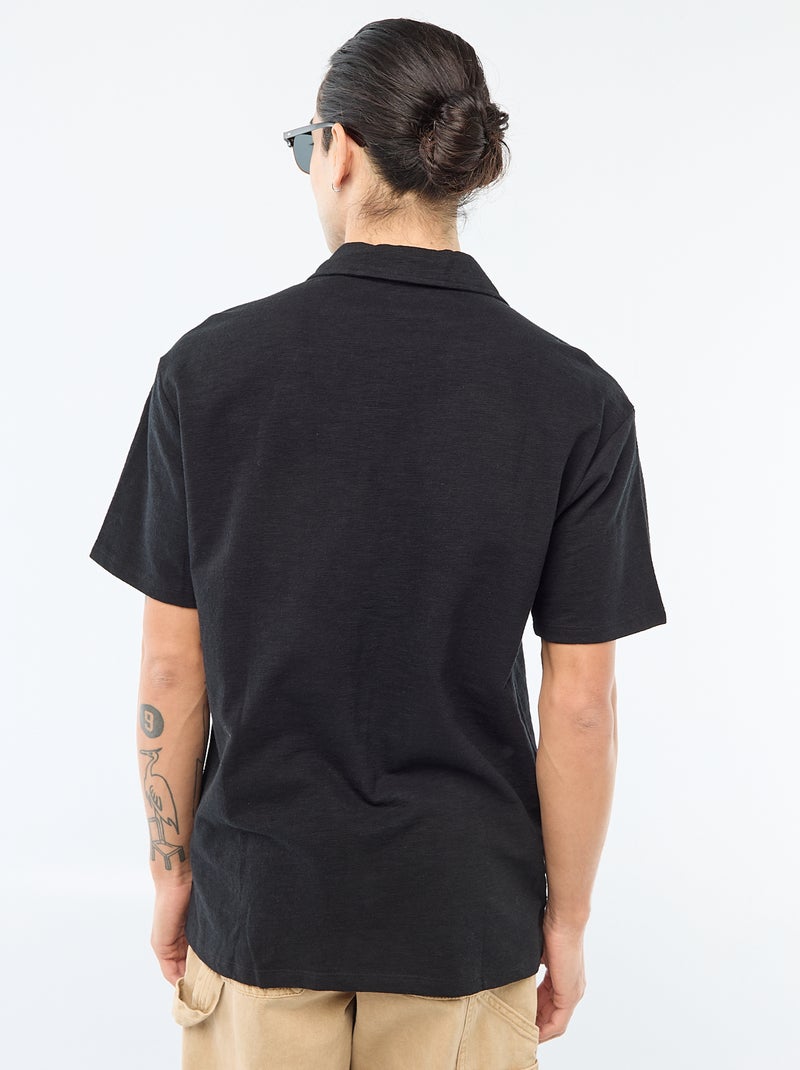 Camisa de manga curta em malha Preto - Kiabi