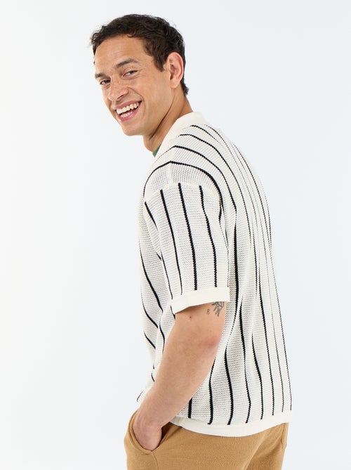 Camisa de manga curta em malha vazada - Kiabi