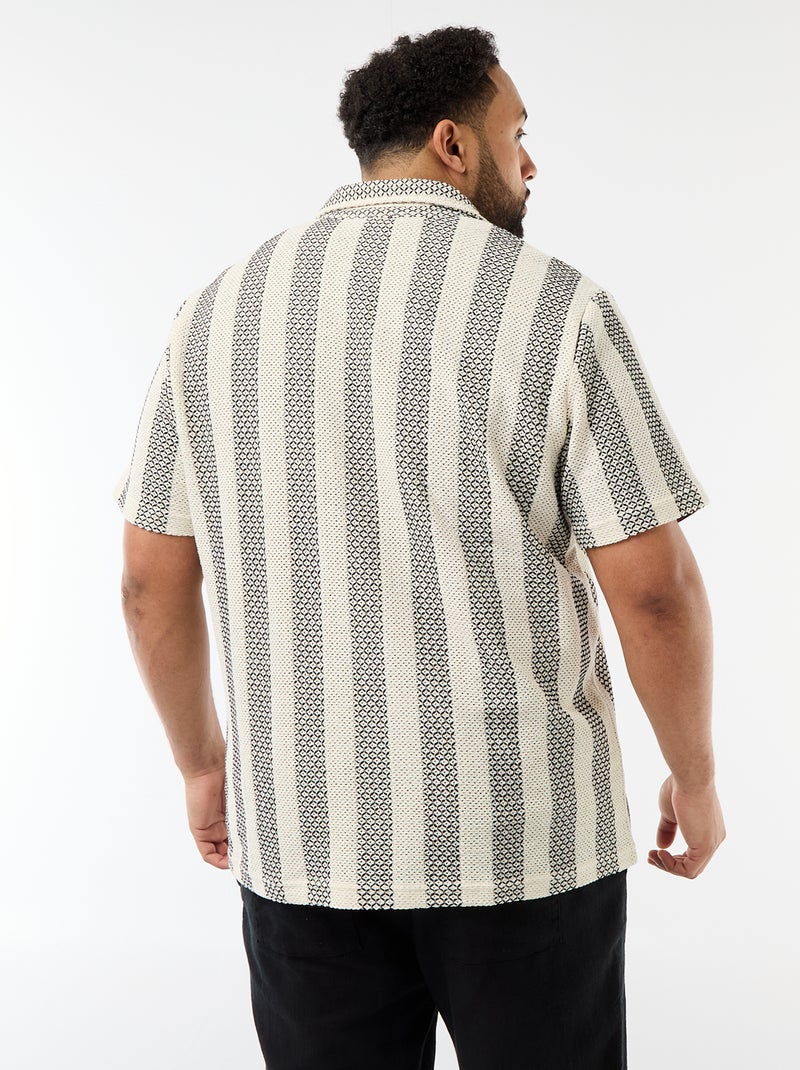 Camisa de manga curta em malha vazada Branco - Kiabi