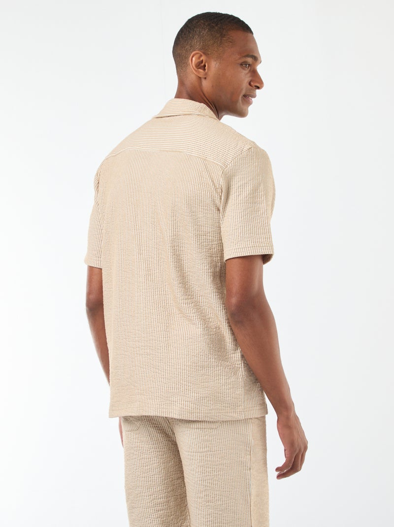 Camisa
 de manga curta em material tipo crepe Bege - Kiabi