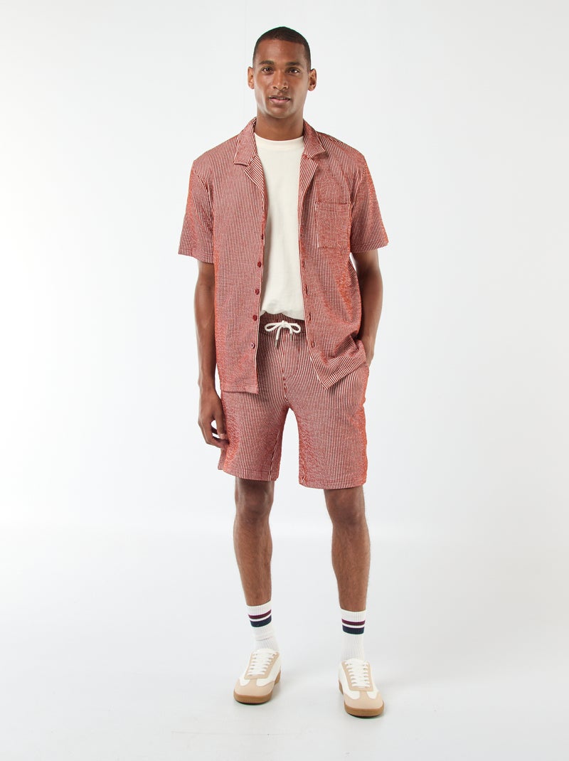 Camisa
 de manga curta em material tipo crepe Castanho - Kiabi