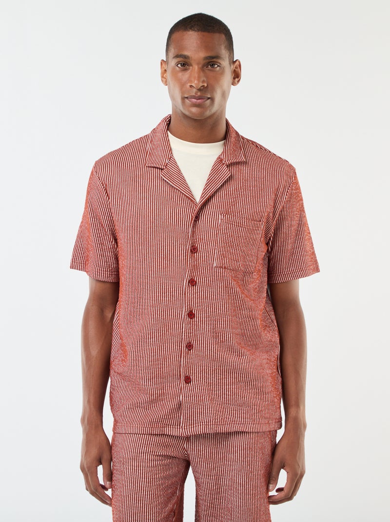 Camisa
 de manga curta em material tipo crepe Castanho - Kiabi