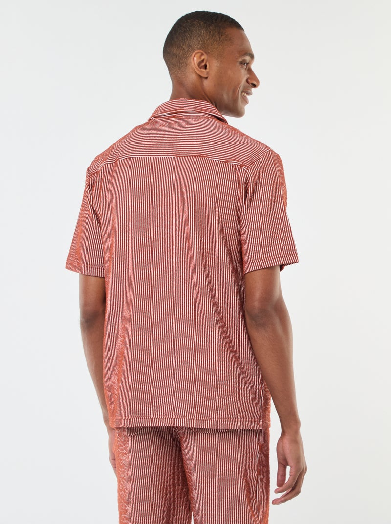 Camisa
 de manga curta em material tipo crepe Castanho - Kiabi