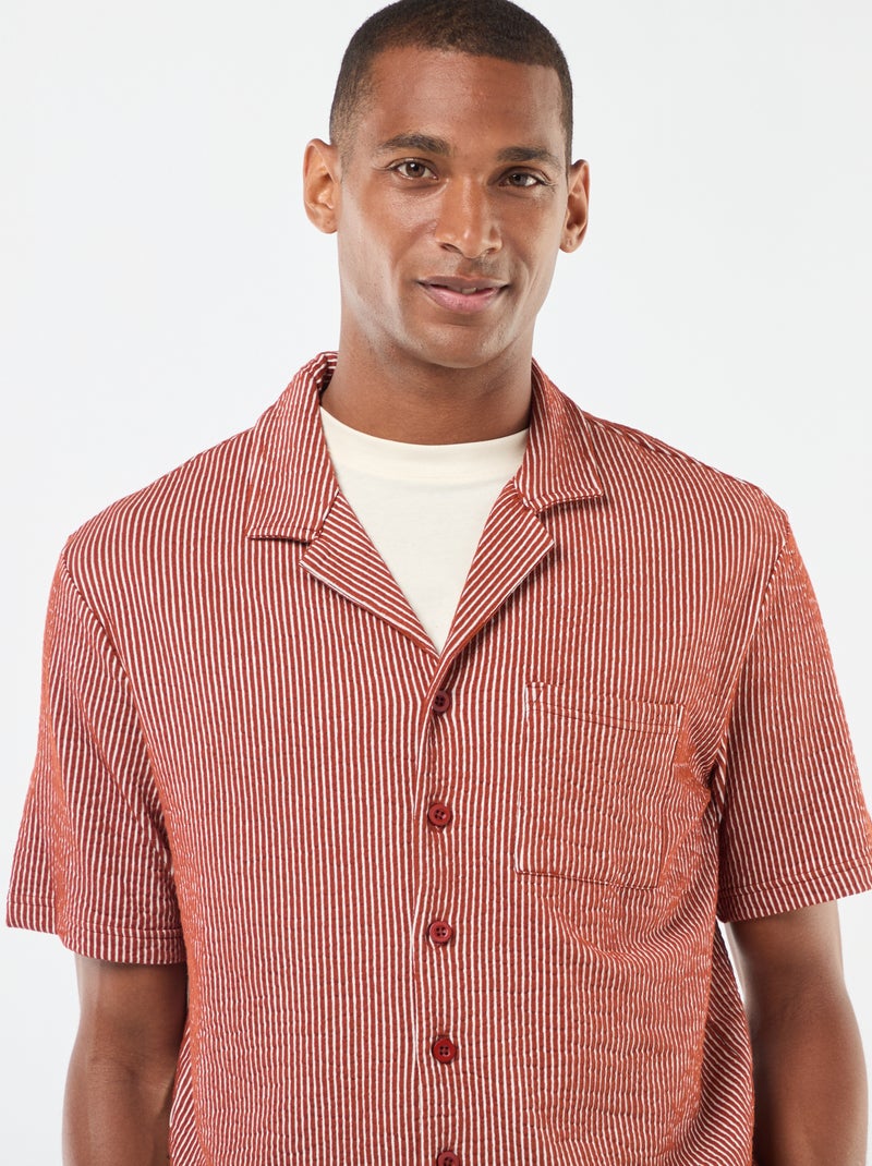 Camisa
 de manga curta em material tipo crepe Castanho - Kiabi