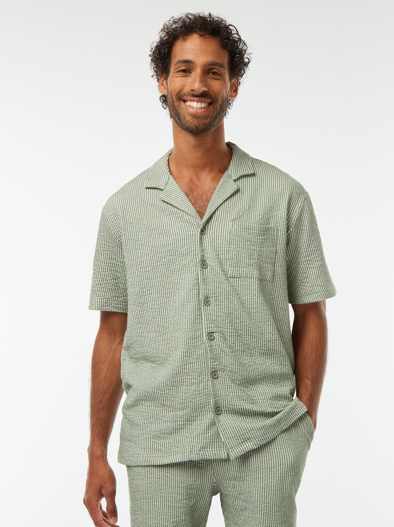 Camisa
 de manga curta em material tipo crepe Verde - Kiabi