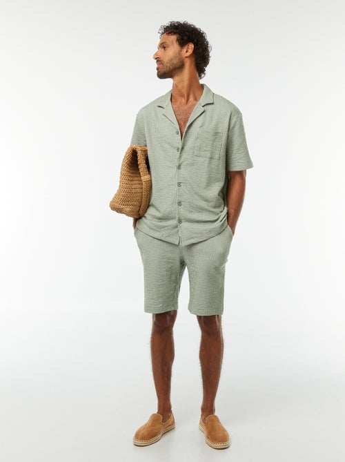 Camisa
 de manga curta em material tipo crepe - Kiabi