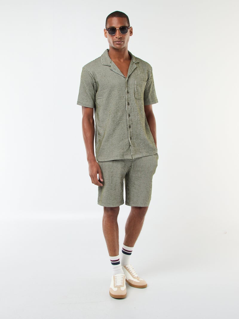 Camisa
 de manga curta em material tipo crepe Verde - Kiabi