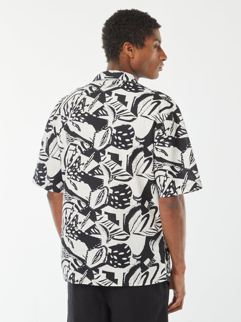 Camisa de manga curta em mistura de linho Branco - Kiabi