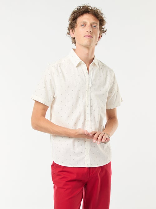 Camisa de manga curta em mistura de linho - Kiabi