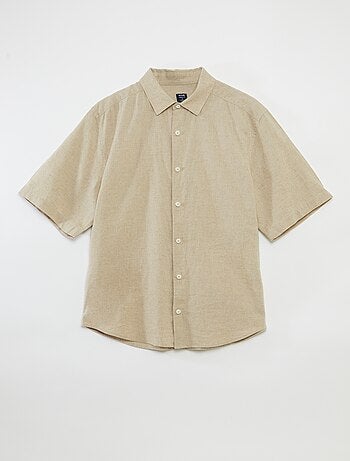 Camisa de manga curta em mistura de linho So Easy