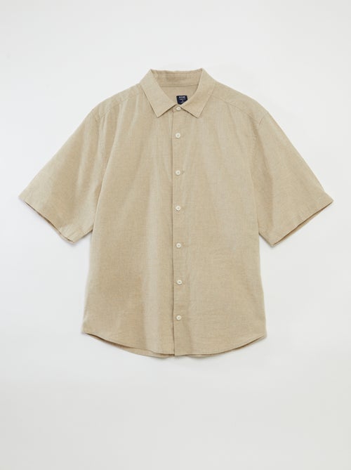 Camisa de manga curta em mistura de linho So Easy - Kiabi