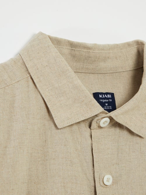 Camisa de manga curta em mistura de linho So Easy - Kiabi