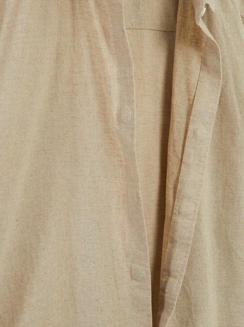 Camisa de manga curta em mistura de linho So Easy - Kiabi