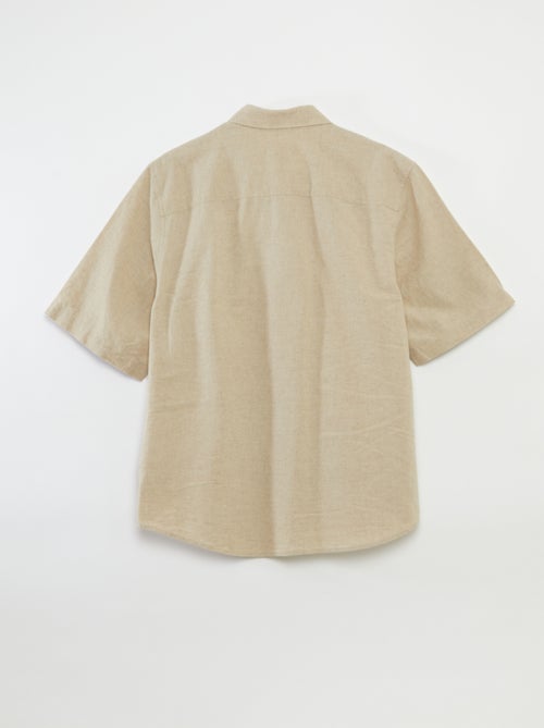 Camisa de manga curta em mistura de linho So Easy - Kiabi