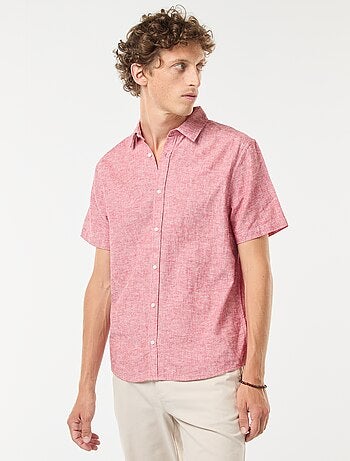 Camisa de manga curta em mistura de linho
