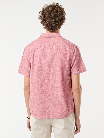 Camisa de manga curta em mistura de linho