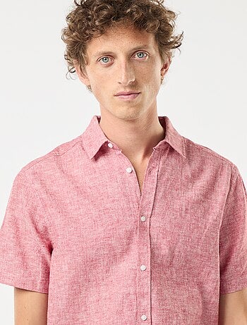 Camisa de manga curta em mistura de linho