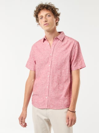 Camisa de manga curta em mistura de linho